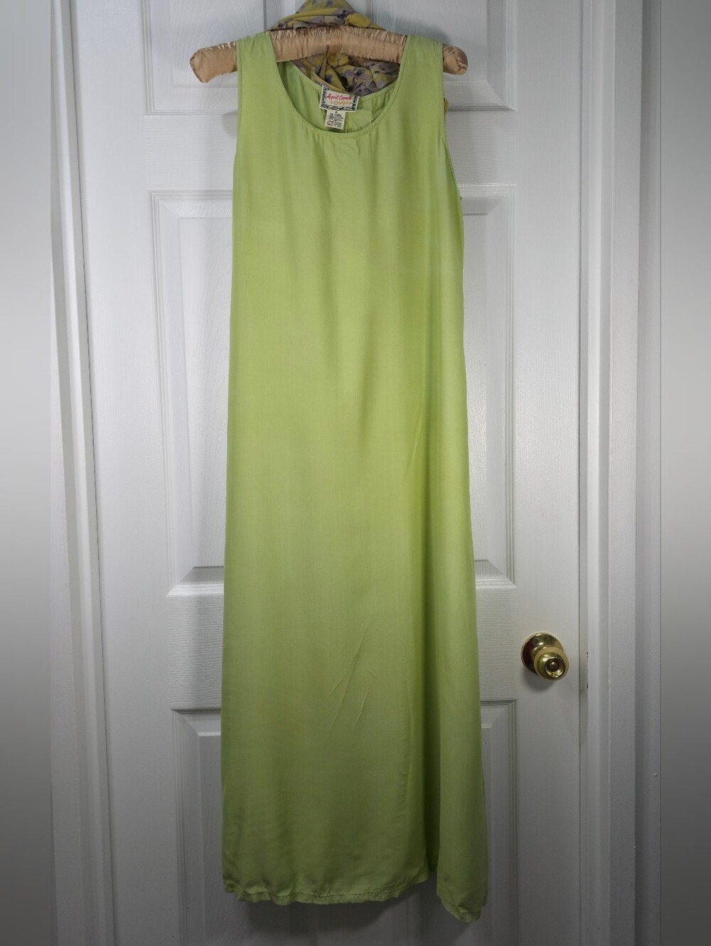 April Cornell 90s Sheer Yellow Floral Maxi Dress Set S Cotton & Rayon Cottagecor - Picture 8 of 9